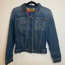 Gap  Denim Trucker Jean Jacket Rainbow Southwestern Wool Lining Sz Small Vintage Photo 1