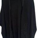 Chico's  Ruana Sweater Cardigan Black Embroidered Eyelet Oversized Poncho Size S/M Photo 0