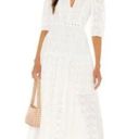 Nicholas  White Eyelet Belted Midi Dress Photo 0