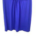 Carolina Herrera  Women's Blue V Neck Short Sleeve Draped Waist Wool Dress Sz 6 Photo 2