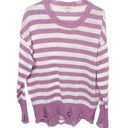 ee:some  Women's Pink purple White Stripe Distressed Sweater small NWOT Photo 0