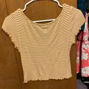 PacSun Orange & White striped short sleeved ruffled top. Perfect condition. Photo 1