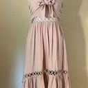 Main Strip NWT!  Apricot Lane Boutique Blush Beige Crochet Cut Out Boho Dress M Photo 0