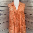 LC Lauren Conrad Lauren Conrad Orange Floral Pleated Flowy Tank Top Photo 0