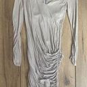 Alice + Olivia  gray long sleeve base ruched draped dress Photo 0