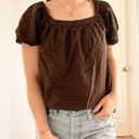 Merona Vintage  Brown Peasant Top Photo 0