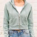 Brandy Melville John Galt Light Green Cropped Zip-Up Hoodie Jacket Photo 0