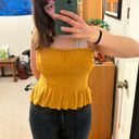 Sky And Sparrow Yellow Cropped Ruffled Tube Top Photo 0