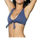 Cupshe  Deep Love Solid Bikini Top Swimwear V-Neck Ribbed Tie Front Navy Blue M Photo 0