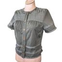 BCBGMAXAZRIA  Military Green Button Down Short Sleeve Blouse Women’s Size Medium Photo 1