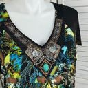 Tiana B Abstract Floral Beaded Neck Ruffle Hem Shift Dress Brown Multi 14 Photo 4