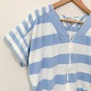 Vintage 80’s Cropped Zip Up Short Sleeve Blouse Blue Photo 1