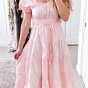 Moon River Light Pink Babydoll Peasant Midi Dress Photo 2