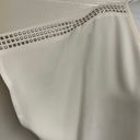DKNY Ivory Studded-Shoulder V-Neck Blouse Shirt Top Photo 3