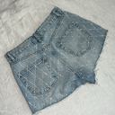 ZARA  Rhinestone High Rise Curved Light Blue Denim Shorts Size 6 or 28 Photo 2