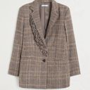 Mango  Wool Blend Fringe Plaid Blazer Sz S Photo 4