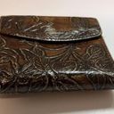 Patricia Nash  Brown Leather Floral Embossed Snap Close Wallet Photo 3