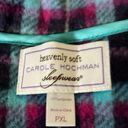 Carole Hochman  Heavenly Soft Blue Purple Plaid Fleece Button Down Pajama Set Photo 2