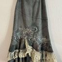 Vintage 90s Y2K West 36th Denim Floral Beaded Lace Midi Maxi Skirt Western M Size M Photo 0