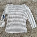 Arizona Jeans Arizona Jean Co White and Black Stripe Ribbed 3/4 Sleeve Top Size Large Photo 4