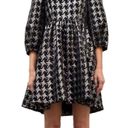 Moon River  Square Neck Puffed Sleeve Houndstooth Jaquard Mini Dress Size Small Photo 5