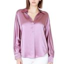 Vince  Silk Shaped Collar Popover Blouse Top Vervain Purple Lilac Size XS NEW Photo 6