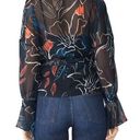 Stylestalker Floral Print Sheer Chiffon Bell Sleeve Wrap Blouse Navy Size Small Photo 1