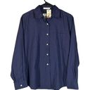 Orvis  Navy Blue Collared Cotton Blend Long Sleeve Button Down Shirt Women Sz 14 Photo 0