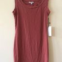 Iris Dusty Red Ribbed Knit Tank Bodycon Dress Photo 1