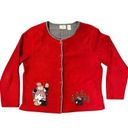 Baxter Wells Vintage Christmas Snowman Fleece Jacket Large Red‎ Red Photo 0