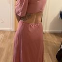 ZARA Pink Linen Backless Midi Dress Photo 1