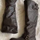 American Eagle Women’s knee high buckles round toe leather boots, size 6.5 Photo 0