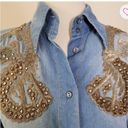 Dolce & Gabbana  size 38 dragon embellished denim button down shirt Photo 6