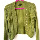 BCBGMAXAZRIA Green Cable Knit Cardigan Sweater 2000s Y2K Style Size Large Photo 6