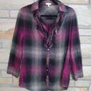 Joie  Fara B Plaid Ruffle Button Up Shirt Plaid Medium Photo 0