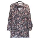 J.Jill  Women's L Black Pink Paisley Button Up Tunic Shirt Pockets Flowy Photo 0