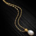 White Pearl Pendant Necklace for Women Gold Photo 2