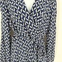 Banana Republic  Women's Geometric Full Sleeve Faux Wrap Dress Blue Black Size 8 Photo 7