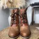 Johnston & Murphy  Leather Heeled Ankle Boots Size 6.5 Tan Lace Up Booties Photo 3