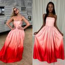 Lee 🆕 SAU  Teigen Gradient Duchess Satin Strapless Gown in Blush Red Ombre Sz 0 Photo 1