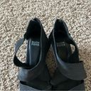 Eileen Fisher  Kes Perforated Nubuck Wedge Sandals in Black Size 8 Photo 5