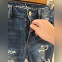 American Eagle Size 10 Regular  Dark Blue Distressed Hi-Rise Jegging Crop Jeans Photo 4