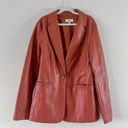 The Loft  Outlet Faux Leather Blazer Jacket Brown Notch Lapel XS Women's Lined Photo 0