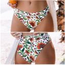 Cupshe Orange Green White Floral Bikini Bottom Photo 1