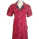 Uqnatu Red Midi Short Sleeve Paisley Red & Denim Dress Size Medium Photo 0