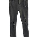 Simple Society Black Ripped Stretchy Skinny Jeans w Frayed Leg Hemline Juniors 3/26 Photo 0