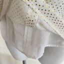 Tommy Hilfiger  Mock neckline ruffle Flutter Sleeve top MEDIUM pin dots off white Photo 7