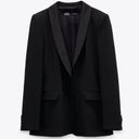 ZARA  DINNER TOXEDO Blazer Jacket w/ Satin Lapel Collar Long Sleeves Black S NEW Photo 10