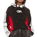 I am gia I.AM.GIA Sabrina Logo Cropped Hoodie Reflective Silver Red Black Oversized sz L Photo 0