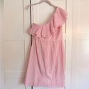 J.Crew , pink and white striped, one shoulder, seersucker dress, size 6 Photo 2